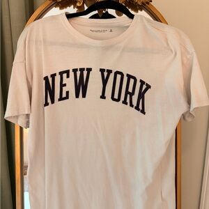 Abercrombie & Fitch White Tee with Black New York Print